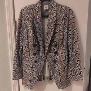 CAbi Snake Print Blazer - Black and Tan
